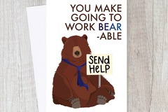  : Farewell Leaving Funny Work Card for Colleagues - Bear Animal Pun