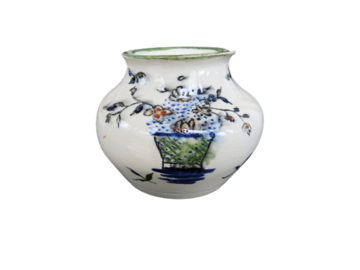 Vente: Ancien Petit Vase en Céramique à Décor de Pot de Fleurs Peint Mai