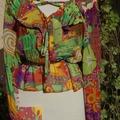Vente au détail: blouse en mousseline de soie multicolore réalisée à la main 