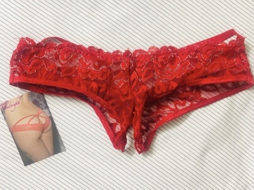 Selling with online payment: NEW- Caged Back Open Crotch Panty (Red, Small)