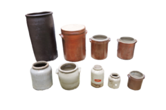 Vente: Collection d’Anciens Pots en Grès : A Saloir / A Graisse / A Mout