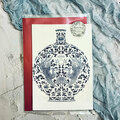  : Blue & White porcelain illustrated pattern A5 card with envelope