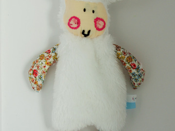 Vente au détail: Doudou mouton blanc - fleurs