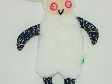 Vente au détail: Doudou mouton blanc - bleu foncé