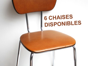 À vendre: Lot de chaises Nova brun années 70 - Chaise vintage Skaï