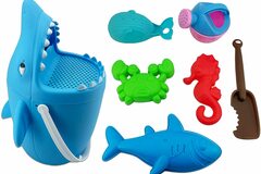Liquidation/Wholesale Lot: Shark Beach Toy Set – 7 Pieces Sand Beach Toys For Kids