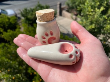 Post Now: Handmade Smoking Set Cat paw (Pipe + Stash) Gift for Stoner