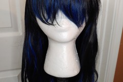 Selling with online payment: Black and Blue Fashion Wig with clipons