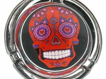 Post Now: Day of the Dead Sugar Skull Colorful Glass Ashtray