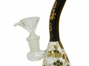 Post Now: 5" Holographic Golden Honeycomb Water Pipe - Black