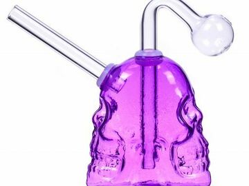 Post Now: The Twins - Skull Design Dab Rig Bong - Purple