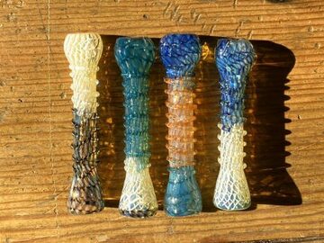 Post Now: Colorful Ribbed and Webbed Glass Chillum