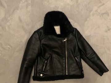 FREE: RE-HOMED: Girls Leather Jacket with Fur Lining - Age 5