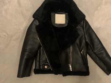 FREE: RE-HOMED: Girls Leather Jacket with Fur Lining - Age 5