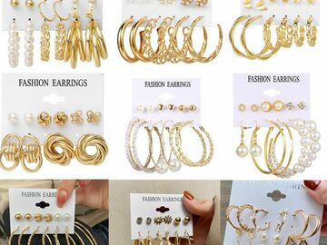 清算批发地: 120 Pairs Gold Plated Jewelry Women's Fashion Earrings
