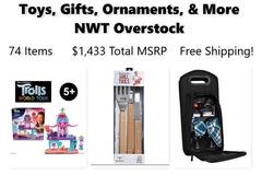 Liquidation/Wholesale Lot: Toys, Gifts, Ornaments & More, NWT Overstock, Free Shipping!
