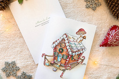  : Hand-painted Christmas Card | "Gingerbread House Arrest" 