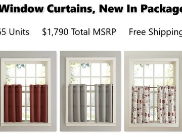 Buy Now: Window Curtains, New In Package Overstock, 65 Units, Ships Free!