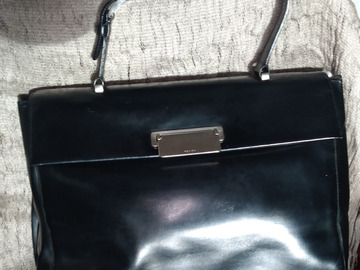 Vente: Authentique sac à main PRADA, Cuir noir, Vintage