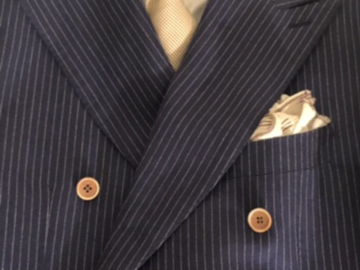 Selling with online payment: Blue Linen Dbl Brstd Havana Suit