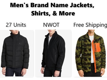 Liquidation/Wholesale Lot: Men's NWOT Brand Name Jackets, Shirts, and More!