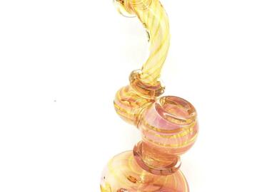 Post Now: Gold/Pink Fumed Bubbler 6"
