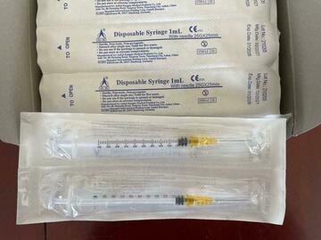 Bulk Lots: 1000 Syringes 1 cc/ml Luer slip, disposable syringe with needle