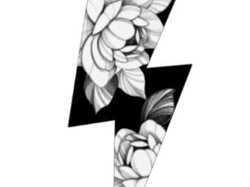 Tattoo design: 1 - Bolt & Flowers design one