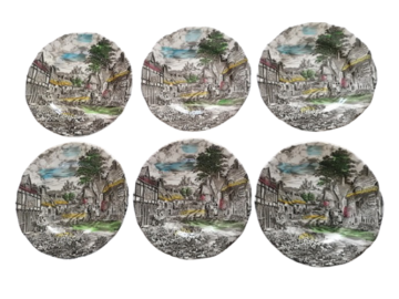 Vente: 6 assiettes plates Enoch Wedgwood Old Village England 