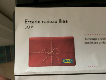 Vente: E-carte cadeau IKEA (50€)