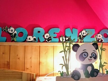Sale retail: Lettres artisanales en bois panda pour prénom 