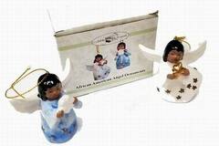 Bulk Lot (Liquidation & Wholesale): Porcelain African American Angel Ornaments (Set Of 2)