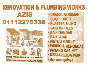 居家服务: plumbing dan renovation 01112275338 azis pinggiran lembah hijau 