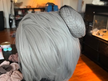 Selling with online payment: EpicCosplay Short Silver Wig with Detachable Silver Bun