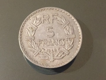Troc: Pièce de 5 francs ancienne - 1949
