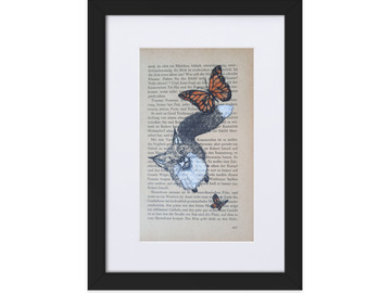  : Original Curious Fox Painting on Book Page (Framed)