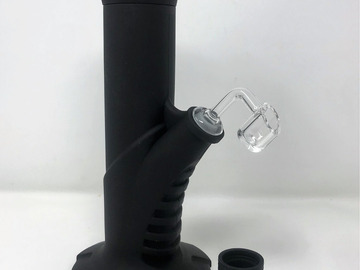 Post Now: 10.5" All Black Silicone Straight Bong w/Detachable Mouthpiece, Q