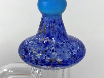 Post Now: Handmade Thick Glass Blue-on-Blue Carb Cap with Accents