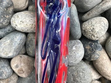  : Great! 4.5" Multi Color Oblong Glass Hand Rig - Red & Navy