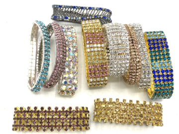 Liquidation & Wholesale Lot: 100  CRYSTAL STRETCH BRACELETS ASSORTED COLORS & STYLES 
