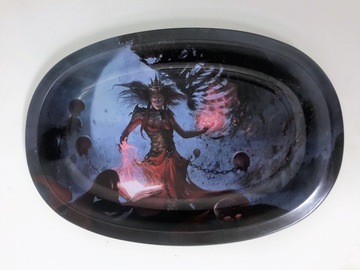 Post Now: 8" x 6" Oval Metal Rolling Tray -  Mystical Amethyst Design