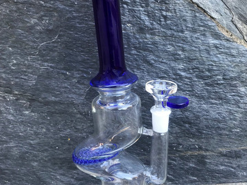  : 11.5" Thick Glass Blue Zong Rig with Honeycomb Perc & 14mm Herb B