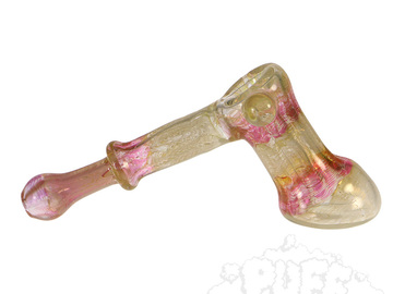 Post Now: Glass Distractions Silver & Gold Fumed Hammer Bubbler With Skull