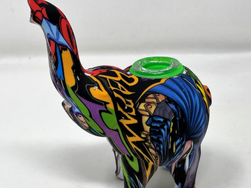 Post Now: 4" Silicone Elephant Spoon Pipe w/Glass Bowl - Batman Design