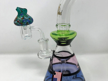 Post Now: Collectible! 8" High Med Glass Beaker/Rig  w/Shower Perc, Quartz 