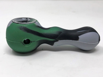 Post Now: Thick Silicone 4" Spoon Hand Pipe with Glass Bowl Compartment in 