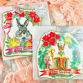  : Christmas watercolour bunny and parrot postcard (2 pcs)