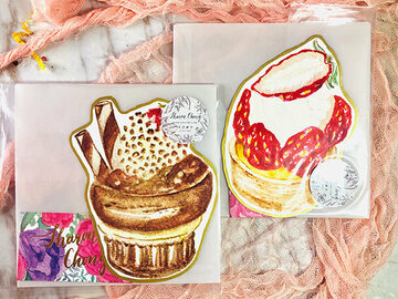  : Watercolour cupcake cards with envelope set