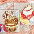  : Watercolour cupcake cards with envelope set
