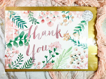  : Watercolour flowers Thank you card in A4 size